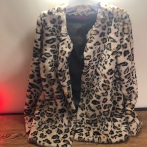 Velvet faux fur leopard print women’s jacket